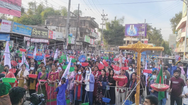 দাঁড়িপাল্লার সমর্থনে মারমা–ত্রিপুরাদের বিশাল গণমিছিল