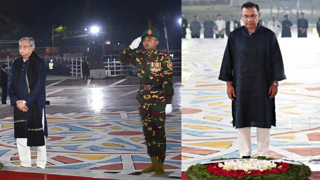 একুশের প্রথম প্রহরে শহীদ মিনারে রাষ্ট্রপতি ও প্রধানমন্ত্রীর শ্রদ্ধা