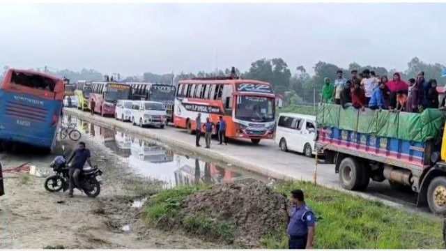 ঢাকা-টাঙ্গাইল মহাসড়কে ১৩ কিলোমিটারে যানজট
